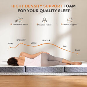 68885a27bb6a8267ba2b6824ba61dfd298f6f96a5872f095b7cb5.jpg Sweetnight Tri Folding Mattress - 4-inch Single Size Foldable Mattress with a Collapsible and Washable Cover | Medium-Firm with Non-Slip Design | Suitable for RV Travel, Camping, Guest