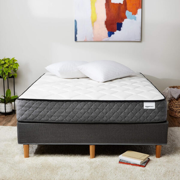 68885a7f0545eab7edb5f273ed27edd15ec0d59c309ace12a4461.jpg Amazon Basics Memory Foam Mattress, Twin Size Mattress, Hybrid, 10-Inch, Medium Feel, Motion Isolation Springs, White/Gray