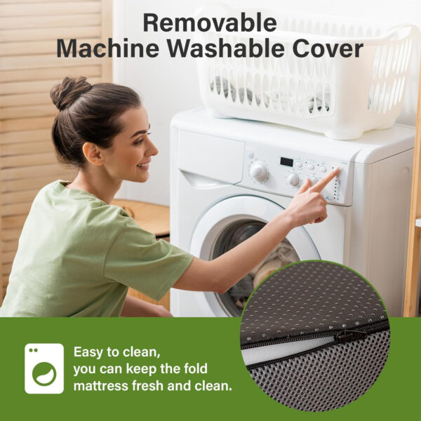 Folding Mattress 3in TwinXL Memory Foam Tri-Folding Mattress with Washable Cover Foldable Floor Mat for Guest Bed, Camping, Yoga, RV Travel, White