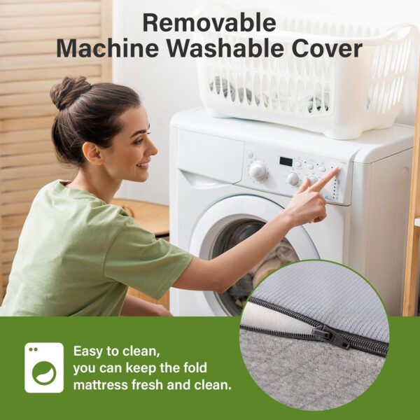 Folding Mattress 3in TwinXL Memory Foam Tri-Folding Mattress with Washable Cover Foldable Floor Mat for Guest Bed, Camping, Yoga, RV Travel, White