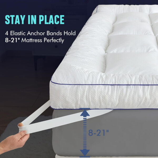 Full Size Mattress Topper, Shredded Memory Foam Filling, 1800 GSM Mattress Pad Cover, Soft Bed Topper for Back Pain,Comfy Plush Foam Filled Pillow Top, 54"x75"