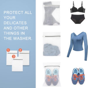 3Pcs Durable Honeycomb Mesh Laundry Bags for Delicates 12 x 16 Inches (3 Medium)