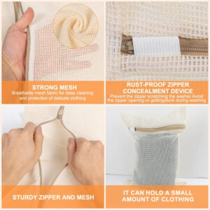 68885c1c60d642215c85145918a57fe6b3b2fc844d785d557e254.jpg 4 Piece Small, Durable Organic Cotton Mesh Laundry Bag with Strong Zipper and Breathable Mesh, Delicate Laundry Bag for Underwear, Clothes, Pants and Socks