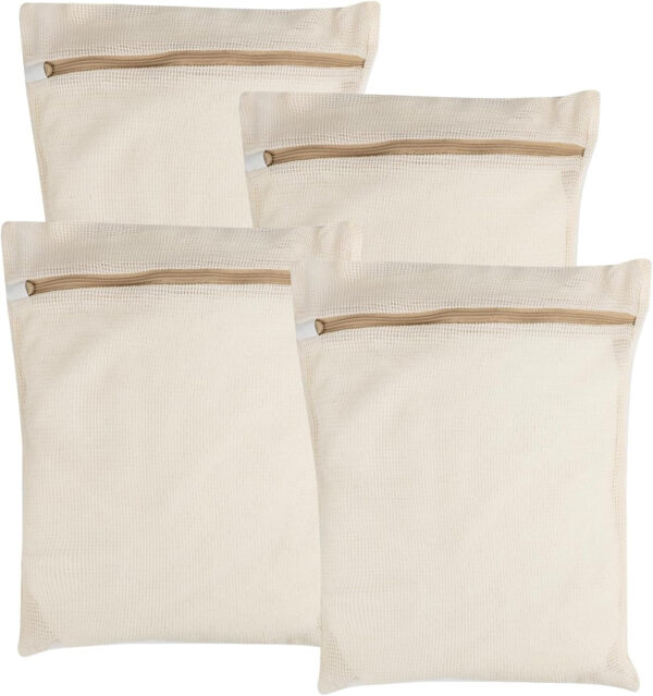 68885c1fa12ed91ed38b45393a214e2118a315bf908bad55ff8fe.jpg 4 Piece Small, Durable Organic Cotton Mesh Laundry Bag with Strong Zipper and Breathable Mesh, Delicate Laundry Bag for Underwear, Clothes, Pants and Socks
