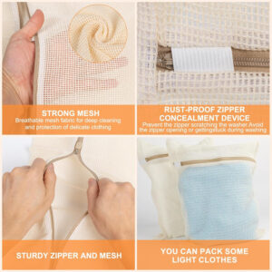 68885c26392b55ddb29d95cde643f433d1005adfe763335270e7f.jpg 4 Piece Small, Durable Organic Cotton Mesh Laundry Bag with Strong Zipper and Breathable Mesh, Delicate Laundry Bag for Underwear, Clothes, Pants and Socks