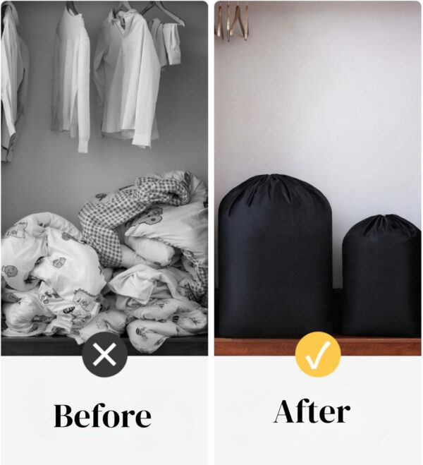 68885c664838371bbdeb776be767c2e435fd0b58e477b90068e65.jpg 2 Pack Extra Large Laundry Bags – 43" x 55" Heavy Duty Drawstring Storage Sack for Clothes, Bedding, Moving, Camping, Travel – Foldable Nylon Laundry Bag for Home & College