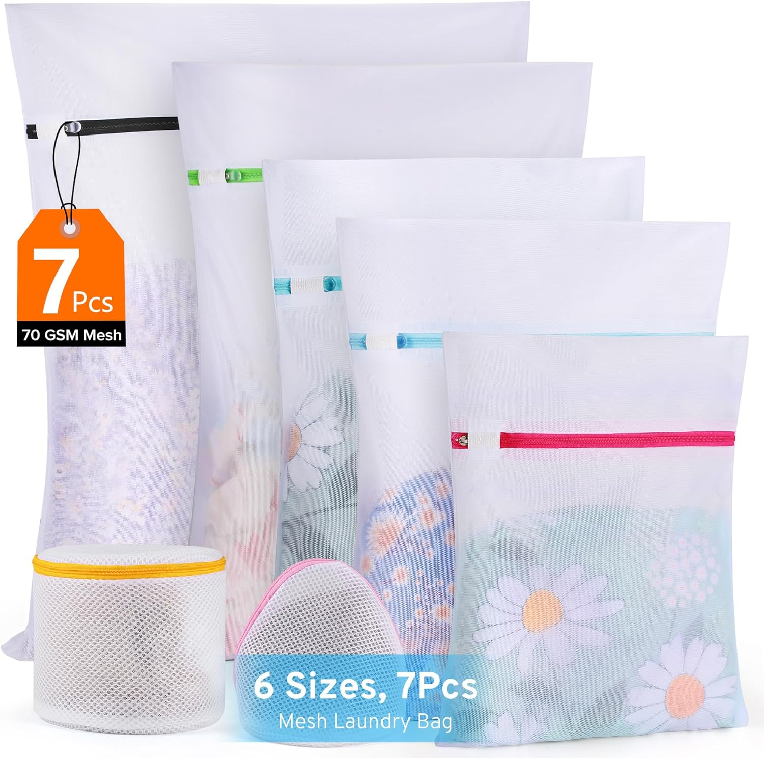 68885cc64cad99ac83f8660c8d38876fdcc9123951d612437c6d8.jpg Ultimate 7 Pack 6 Size Mesh Laundry Bags Set for Delicates with AUTO-Lock Zipper, Lingerie Bags for Washing Delicates, Laundry Bags Mesh Wash Bags, Delicates Laundry Bag for Jeans,Blouse,Stocking,Bra