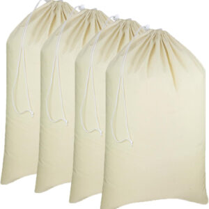 COTTON CRAFT Extra Large Laundry Bags -4 Pack Heavy Duty Durable Cotton Canvas Drawstring Closure Washable Laundry Bag - Back to School Travel College Dorm Basket Liner Clothes Organizer - XL 28 x 36