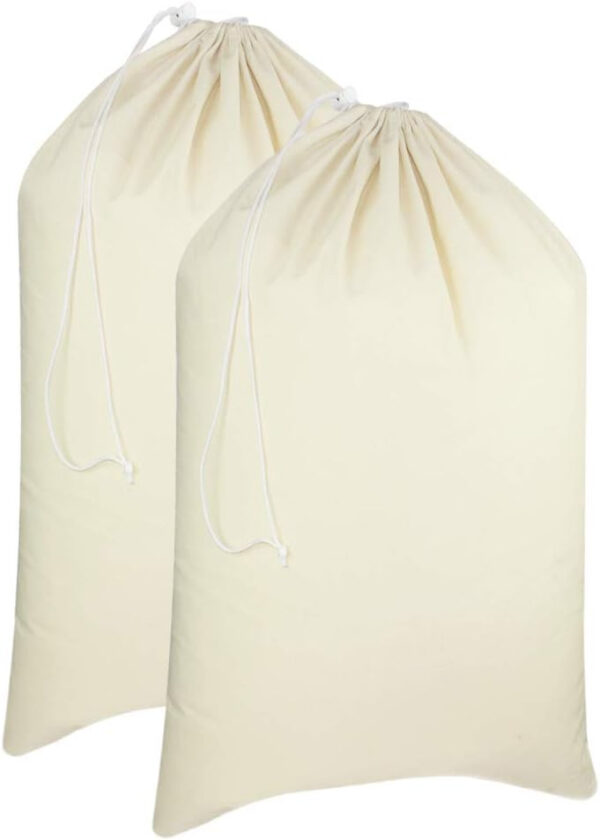 COTTON CRAFT Extra Large Laundry Bags -4 Pack Heavy Duty Durable Cotton Canvas Drawstring Closure Washable Laundry Bag - Back to School Travel College Dorm Basket Liner Clothes Organizer - XL 28 x 36