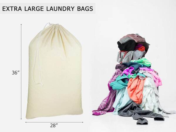 COTTON CRAFT Extra Large Laundry Bags -4 Pack Heavy Duty Durable Cotton Canvas Drawstring Closure Washable Laundry Bag - Back to School Travel College Dorm Basket Liner Clothes Organizer - XL 28 x 36