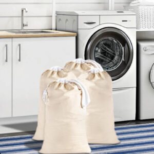 COTTON CRAFT Extra Large Laundry Bags -4 Pack Heavy Duty Durable Cotton Canvas Drawstring Closure Washable Laundry Bag - Back to School Travel College Dorm Basket Liner Clothes Organizer - XL 28 x 36