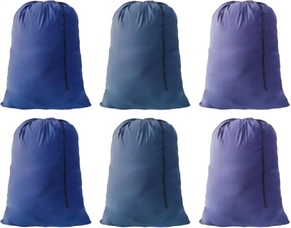 Extra Large Laundry Bag 6 Pack, Varied Colors, Travel Laundry Bags with Drawstring Closure, 30"x40", for college, dorm and apartment dwellers (6PCS)