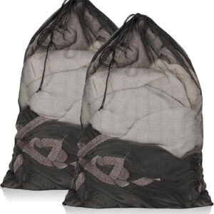 2 Pack Mesh Laundry Bags, 23 x 34 Inches Heavy Duty Mesh Laundry Bag, Large Laundry Drawstring Bag for College, Dorm, Travel, Family and Apartment Dwellers, Black
