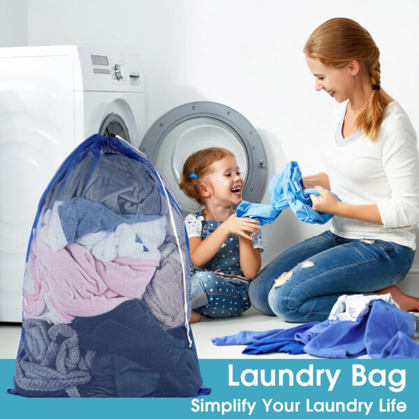 2 Pack Mesh Laundry Bags, 23 x 34 Inches Heavy Duty Mesh Laundry Bag, Large Laundry Drawstring Bag for College, Dorm, Travel, Family and Apartment Dwellers, Black