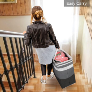 68885df8b227fc495dc1bca2e116f1557eb9237396b684ac77dca.jpg HomeHacks 2 Pack Large Laundry Baskets, Waterproof, Freestanding Laundry Hampers, Collapsible Clothes Hamper with Reinforced Handles in Laundry Room, College Dorm, Bathroom, Bedroom (Grey, 75Lx2)