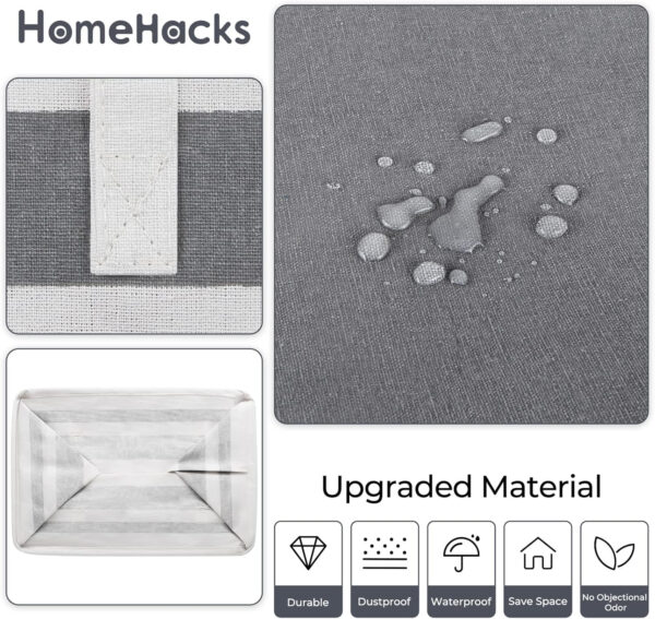 68885dff384cad6894e7d280f7513acf3528897d68a76c93727cf.jpg HomeHacks 2 Pack Large Laundry Baskets, Waterproof, Freestanding Laundry Hampers, Collapsible Clothes Hamper with Reinforced Handles in Laundry Room, College Dorm, Bathroom, Bedroom (Grey, 75Lx2)
