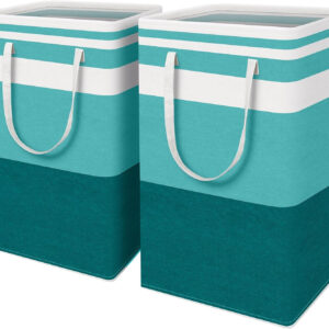 68885e02ab4b6a2d3b4d7762b39546be7031bdf57d43c2129fc9f.jpg HomeHacks 2 Pack Large Laundry Baskets, Waterproof, Freestanding Laundry Hampers, Collapsible Clothes Hamper with Reinforced Handles in Laundry Room, College Dorm, Bathroom, Bedroom (Grey, 75Lx2)