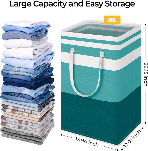 68885e063d10a427c95ef012ec2ee9da367cf615a49675dce2947.jpg HomeHacks 2 Pack Large Laundry Baskets, Waterproof, Freestanding Laundry Hampers, Collapsible Clothes Hamper with Reinforced Handles in Laundry Room, College Dorm, Bathroom, Bedroom (Grey, 75Lx2)