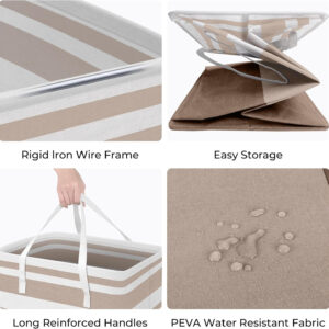 68885e1407a0a6ea8162aeaa3239b4a93d1511b6c3faecf934404.jpg HomeHacks 2 Pack Large Laundry Baskets, Waterproof, Freestanding Laundry Hampers, Collapsible Clothes Hamper with Reinforced Handles in Laundry Room, College Dorm, Bathroom, Bedroom (Grey, 75Lx2)