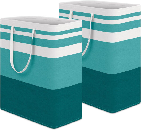 68885e1ad405e0aa47581c21bc0e54cfd52ae6e2ec46a6739dbee.jpg HomeHacks 2 Pack Large Laundry Baskets, Waterproof, Freestanding Laundry Hampers, Collapsible Clothes Hamper with Reinforced Handles in Laundry Room, College Dorm, Bathroom, Bedroom (Grey, 75Lx2)