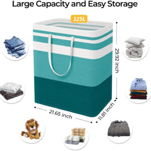 68885e1c6663db5625f9e15f6129119c458eaaf5f36d7705c39c4.jpg HomeHacks 2 Pack Large Laundry Baskets, Waterproof, Freestanding Laundry Hampers, Collapsible Clothes Hamper with Reinforced Handles in Laundry Room, College Dorm, Bathroom, Bedroom (Grey, 75Lx2)