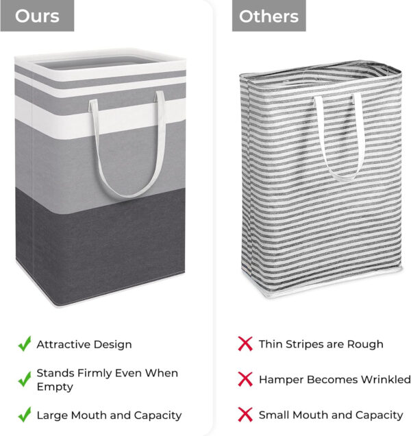 68885e2e086db6ffe45bfa1b41ec40fb56935a896e912fc32e05e.jpg HomeHacks 2 Pack Large Laundry Baskets, Waterproof, Freestanding Laundry Hampers, Collapsible Clothes Hamper with Reinforced Handles in Laundry Room, College Dorm, Bathroom, Bedroom (Grey, 75Lx2)