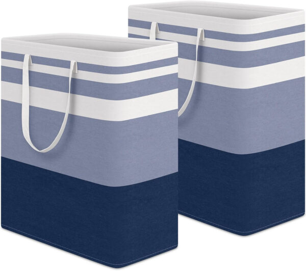 68885e3ec34daea98adecb3daab7927da66518dcb9bf4edf3de6f.jpg HomeHacks 2 Pack Large Laundry Baskets, Waterproof, Freestanding Laundry Hampers, Collapsible Clothes Hamper with Reinforced Handles in Laundry Room, College Dorm, Bathroom, Bedroom (Grey, 75Lx2)