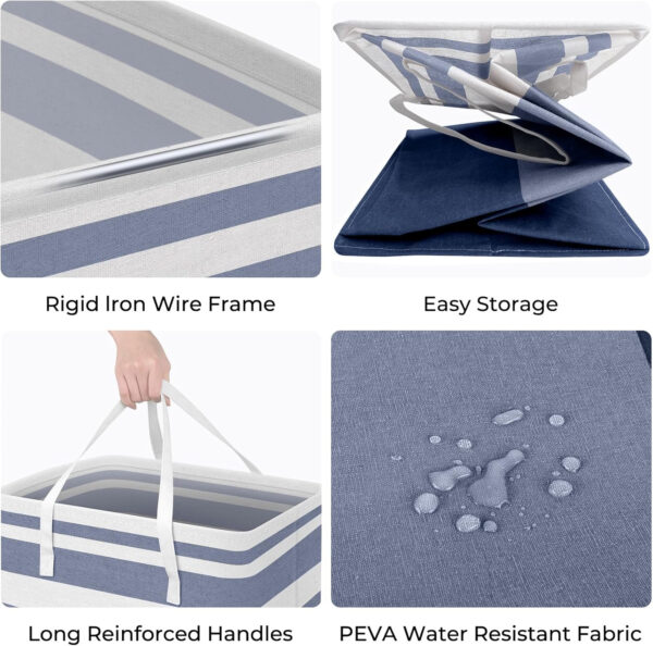 68885e51b2888a0913eef4076552ea77f61537e973e834e7a86cf.jpg HomeHacks 2 Pack Large Laundry Baskets, Waterproof, Freestanding Laundry Hampers, Collapsible Clothes Hamper with Reinforced Handles in Laundry Room, College Dorm, Bathroom, Bedroom (Grey, 75Lx2)