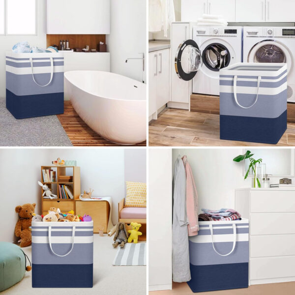 68885e64b2f05ca24ec7d14567bb4c1a64cfd75c37b7e86187266.jpg HomeHacks 2 Pack Large Laundry Baskets, Waterproof, Freestanding Laundry Hampers, Collapsible Clothes Hamper with Reinforced Handles in Laundry Room, College Dorm, Bathroom, Bedroom (Grey, 75Lx2)