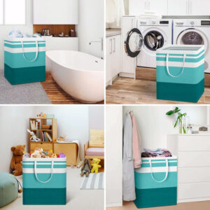 68885e70844f24cc14dceb38b9e6d82419c8278bb09f1586c8c1f.jpg HomeHacks 2 Pack Large Laundry Baskets, Waterproof, Freestanding Laundry Hampers, Collapsible Clothes Hamper with Reinforced Handles in Laundry Room, College Dorm, Bathroom, Bedroom (Grey, 75Lx2)
