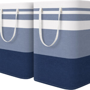 68885e77b84ea36f274345faa6343dbee840186d059c17da11109.jpg HomeHacks 2 Pack Large Laundry Baskets, Waterproof, Freestanding Laundry Hampers, Collapsible Clothes Hamper with Reinforced Handles in Laundry Room, College Dorm, Bathroom, Bedroom (Grey, 75Lx2)