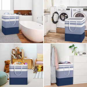 68885e9268be63fe71a388194e23914f997b4183bff1a9f66812c.jpg HomeHacks 2 Pack Large Laundry Baskets, Waterproof, Freestanding Laundry Hampers, Collapsible Clothes Hamper with Reinforced Handles in Laundry Room, College Dorm, Bathroom, Bedroom (Grey, 75Lx2)