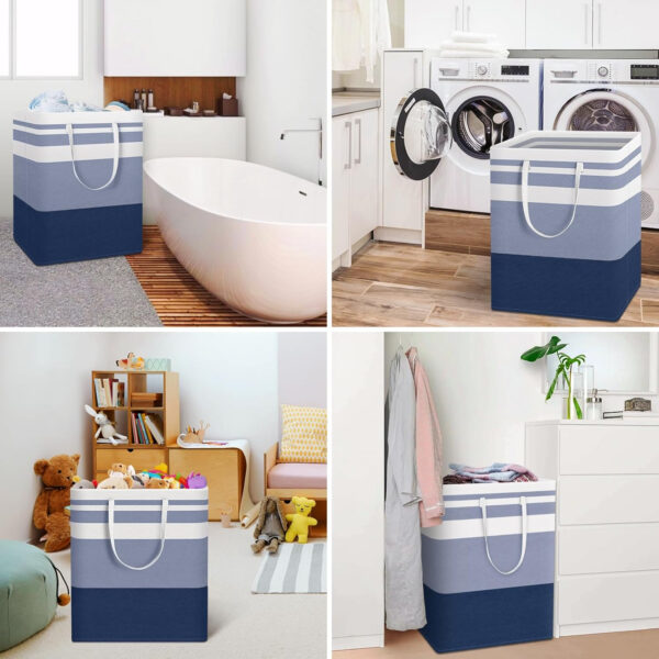 68885e9268be63fe71a388194e23914f997b4183bff1a9f66812c.jpg HomeHacks 2 Pack Large Laundry Baskets, Waterproof, Freestanding Laundry Hampers, Collapsible Clothes Hamper with Reinforced Handles in Laundry Room, College Dorm, Bathroom, Bedroom (Grey, 75Lx2)