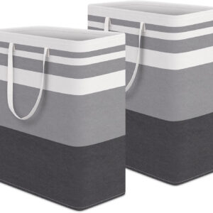 68885e947dfa0ca09a7a9495b6e41a6b1ca2638bd405d42dbf5d7.jpg HomeHacks 2 Pack Large Laundry Baskets, Waterproof, Freestanding Laundry Hampers, Collapsible Clothes Hamper with Reinforced Handles in Laundry Room, College Dorm, Bathroom, Bedroom (Grey, 75Lx2)
