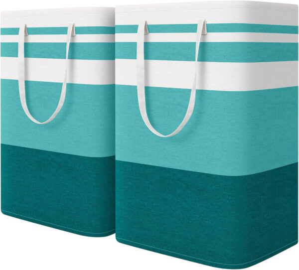 68885e9c646f631edb749c2af1680661b2e8f0a2eb62fd3a65df2.jpg HomeHacks 2 Pack Large Laundry Baskets, Waterproof, Freestanding Laundry Hampers, Collapsible Clothes Hamper with Reinforced Handles in Laundry Room, College Dorm, Bathroom, Bedroom (Grey, 75Lx2)