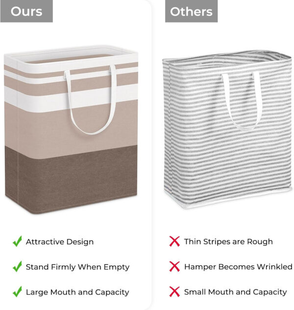 68885eb1b9cbb4470a41841a429781a801598469622251187c4a0.jpg HomeHacks 2 Pack Large Laundry Baskets, Waterproof, Freestanding Laundry Hampers, Collapsible Clothes Hamper with Reinforced Handles in Laundry Room, College Dorm, Bathroom, Bedroom (Grey, 75Lx2)