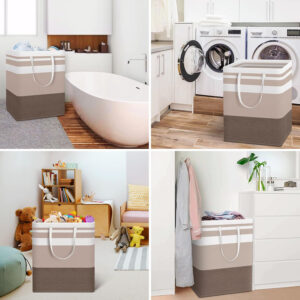 68885eb5bd0b822dddf2f119664874c4590503e83e4450f544190.jpg HomeHacks 2 Pack Large Laundry Baskets, Waterproof, Freestanding Laundry Hampers, Collapsible Clothes Hamper with Reinforced Handles in Laundry Room, College Dorm, Bathroom, Bedroom (Grey, 75Lx2)