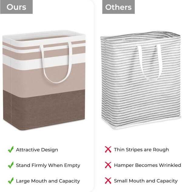 68885ebb9bceee8653ab30b9d2af89ea3abd67ee5e4f55b45566a.jpg HomeHacks 2 Pack Large Laundry Baskets, Waterproof, Freestanding Laundry Hampers, Collapsible Clothes Hamper with Reinforced Handles in Laundry Room, College Dorm, Bathroom, Bedroom (Grey, 75Lx2)