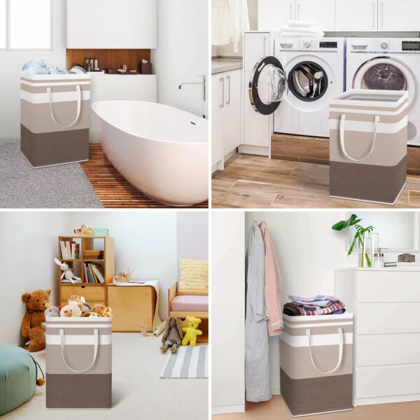 68885ec73012589d8a59ce0dd2e0773d220a1de84032c675a772c.jpg HomeHacks 2 Pack Large Laundry Baskets, Waterproof, Freestanding Laundry Hampers, Collapsible Clothes Hamper with Reinforced Handles in Laundry Room, College Dorm, Bathroom, Bedroom (Grey, 75Lx2)