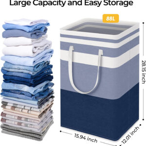 68885ecad950550a50b21accef2b4a6c2da2db5c71b91581023d7.jpg HomeHacks 2 Pack Large Laundry Baskets, Waterproof, Freestanding Laundry Hampers, Collapsible Clothes Hamper with Reinforced Handles in Laundry Room, College Dorm, Bathroom, Bedroom (Grey, 75Lx2)