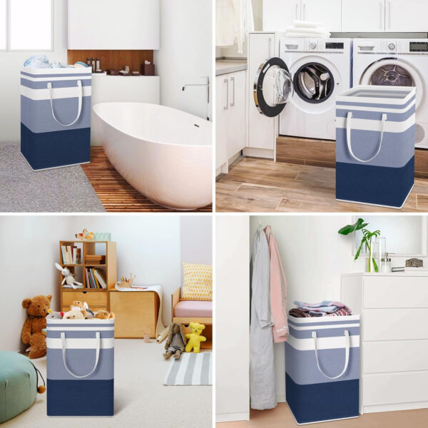 68885ed05b6432d414a949440c474dad26443723eb576cb3e86d3.jpg HomeHacks 2 Pack Large Laundry Baskets, Waterproof, Freestanding Laundry Hampers, Collapsible Clothes Hamper with Reinforced Handles in Laundry Room, College Dorm, Bathroom, Bedroom (Grey, 75Lx2)