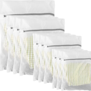 10 Pack Mesh Laundry Bags for Delicates with Non Rust Zipper- MDSXO White Laundry Bags Mesh Wash Bags, Easy Fit Bra, Sock,Lingerie,Sneaker,Baby Laundry for Washing Machine Travel Storage[1XL/3L/3M/3S]