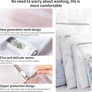 10 Pack Mesh Laundry Bags for Delicates with Non Rust Zipper- MDSXO White Laundry Bags Mesh Wash Bags, Easy Fit Bra, Sock,Lingerie,Sneaker,Baby Laundry for Washing Machine Travel Storage[1XL/3L/3M/3S]