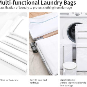10 Pack Mesh Laundry Bags for Delicates with Non Rust Zipper- MDSXO White Laundry Bags Mesh Wash Bags, Easy Fit Bra, Sock,Lingerie,Sneaker,Baby Laundry for Washing Machine Travel Storage[1XL/3L/3M/3S]