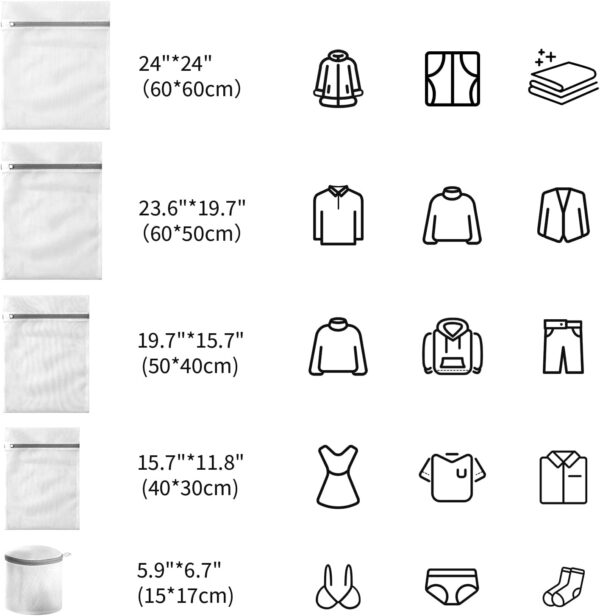 10 Pack Mesh Laundry Bags for Delicates with Non Rust Zipper- MDSXO White Laundry Bags Mesh Wash Bags, Easy Fit Bra, Sock,Lingerie,Sneaker,Baby Laundry for Washing Machine Travel Storage[1XL/3L/3M/3S]