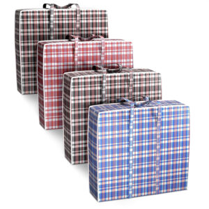 68885f4c030b6b05b964754eb1984ef515f693cf7573712bc9b20.jpg 4 Pcs Extra Large Laundry Bag With Handles – Extra Large Moving Bags With Zippers – 23.6 x 23.6 x 5.5 Inch (13 Gallons), Durable Checkered Travel Bags for Clothes, Moisture and Dirt Resistant