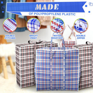 68885f4fd969c0d4e495e777fd1f84e79e37c46d4a764e401914f.jpg 4 Pcs Extra Large Laundry Bag With Handles – Extra Large Moving Bags With Zippers – 23.6 x 23.6 x 5.5 Inch (13 Gallons), Durable Checkered Travel Bags for Clothes, Moisture and Dirt Resistant