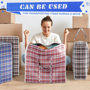 68885f557a8ee95dad430afe57499a364617c38675fb03004489b.jpg 4 Pcs Extra Large Laundry Bag With Handles – Extra Large Moving Bags With Zippers – 23.6 x 23.6 x 5.5 Inch (13 Gallons), Durable Checkered Travel Bags for Clothes, Moisture and Dirt Resistant