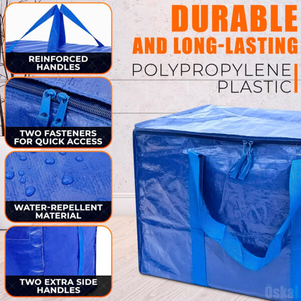 68885f6095f868fc268c2d6b572696d34de44e0bd48100742e4a9.jpg 4 Pcs Extra Large Laundry Bag With Handles – Extra Large Moving Bags With Zippers – 23.6 x 23.6 x 5.5 Inch (13 Gallons), Durable Checkered Travel Bags for Clothes, Moisture and Dirt Resistant