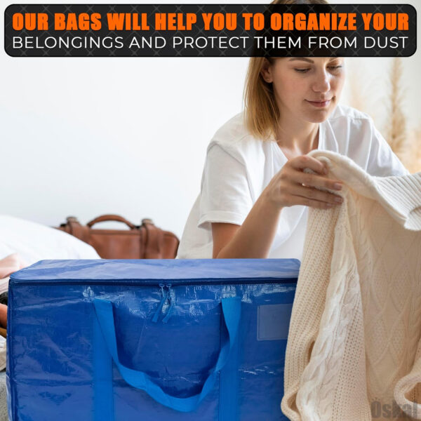 68885f65deb0adcb645f92da1ed0fee69e2031386271a6159c156.jpg 4 Pcs Extra Large Laundry Bag With Handles – Extra Large Moving Bags With Zippers – 23.6 x 23.6 x 5.5 Inch (13 Gallons), Durable Checkered Travel Bags for Clothes, Moisture and Dirt Resistant